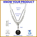 Rhodium Plated Silver Toned White American Diamond Stone Studded Jewellery Set