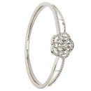 Rhodium Plated Cluster Round White AD Contemporary Cuff Bracelet