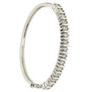 Rhodium Plated Minimal Round White AD Contemporary Cuff Bracelet
