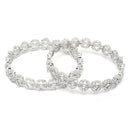 Rhodium Plated Silver Tone AD Contemporary Set of 2 Bangles
