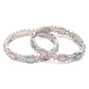 Rhodium Plated Silver Tone Contemporary Multicolor Bangles For Women