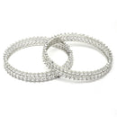 Rhodium Plated Silver Toned Contemporary Set of 2 Bangles