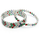 Rhodium Plated Silver Toned Multicoloured Rectangle AD Studded Set Of 4 Stylish Bangles