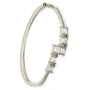 Rhodium Plated White AD Stone Baguette Cut Contemporary Cuff Bracelet
