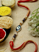 Gold Plated Gold Toned Evil Eye Charm studded Rakhi