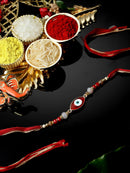 Gold Plated Gold Toned Red Evil Eye Rakhi For Brothers