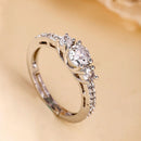 Rhodium Plated Silver Toned White American Diamond Studded Adjustable Ring