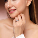 Rhodium Plated Silver Toned White American Diamond Studded Adjustable Ring