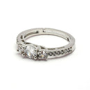 Rhodium Plated Silver Toned White American Diamond Studded Adjustable Ring