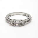 Rhodium Plated Silver Toned White American Diamond Studded Adjustable Ring