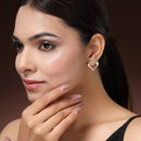 Gold Plated Heart Shaped Stud Earrings for Women & Girls
