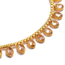 Gold Plated Peach Cubic Zirconia Stone Stone Studded Anklets