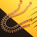 Gold Plated Peach Cubic Zirconia Stone Stone Studded Anklets