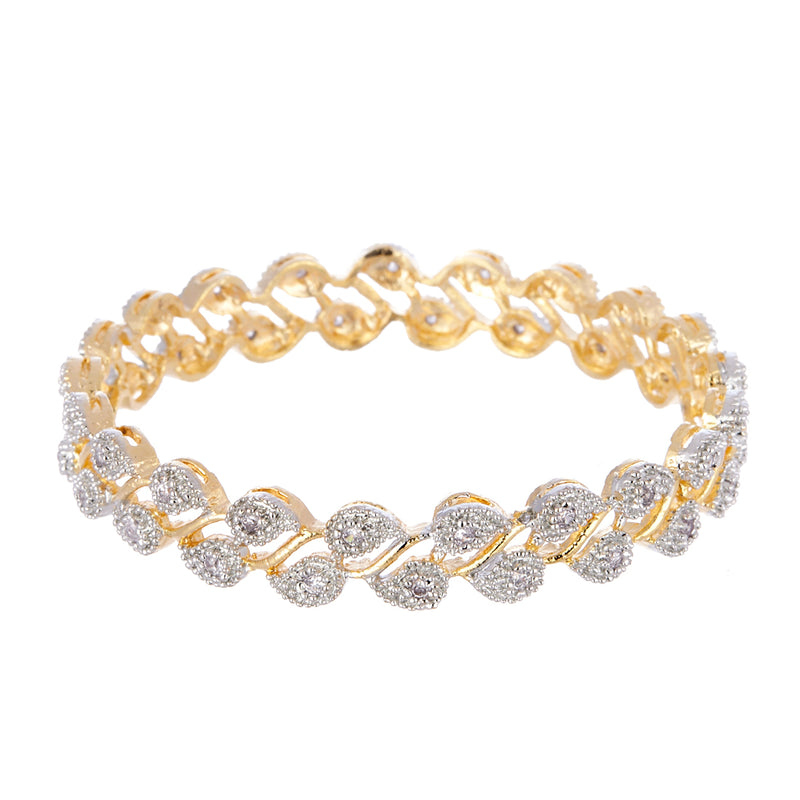 Set Of 2 Gold-Plated White American Diamond-Studded  Bangles