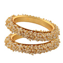 Ethnic White Pearl Gold Plated Bangles Set Jewellery