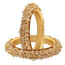 Ethnic White Pearl Gold Plated Bangles Set Jewellery