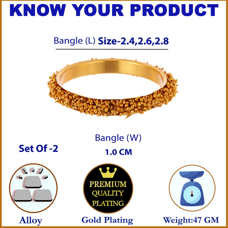 Antique Gold Plated Pearls Bangle Set for Women & Girls