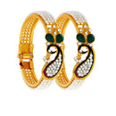 Gold-Plated Peacock Design with Kundan & Pearl Stones Bracelet Kada