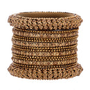 Gold-Plated Mehandi Toned White Artificial Stones studded Bangles Jewellery Set (Set Of 6)