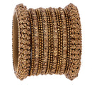 Gold-Plated Mehandi Toned White Artificial Stones studded Bangles Jewellery Set (Set Of 6)