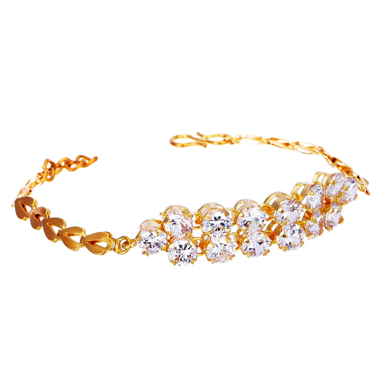 Gold-Plated White Cubic Zirconia Studded Wraparound Bracelet