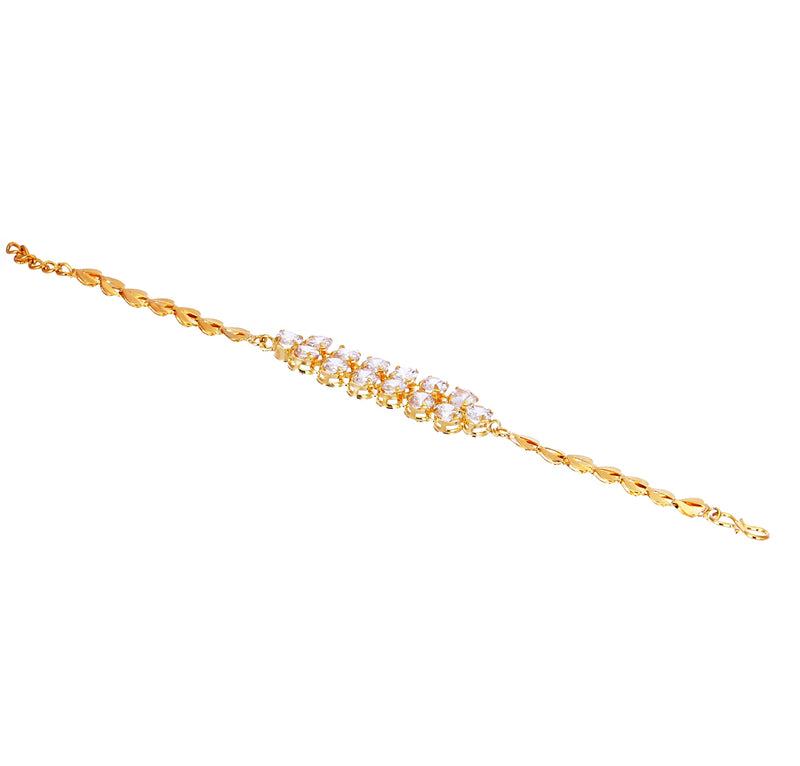 Gold-Plated White Cubic Zirconia Studded Wraparound Bracelet