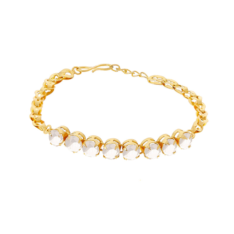Gold-Plated White Cubic Zirconia Studded Wraparound Bracelet
