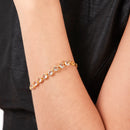 Gold-Plated White Cubic Zirconia Studded Wraparound Bracelet