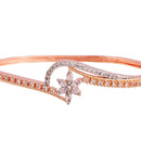 Rose Gold-Plated Flower Shaped Cubic Zirconia Stone-Studded Bracelet