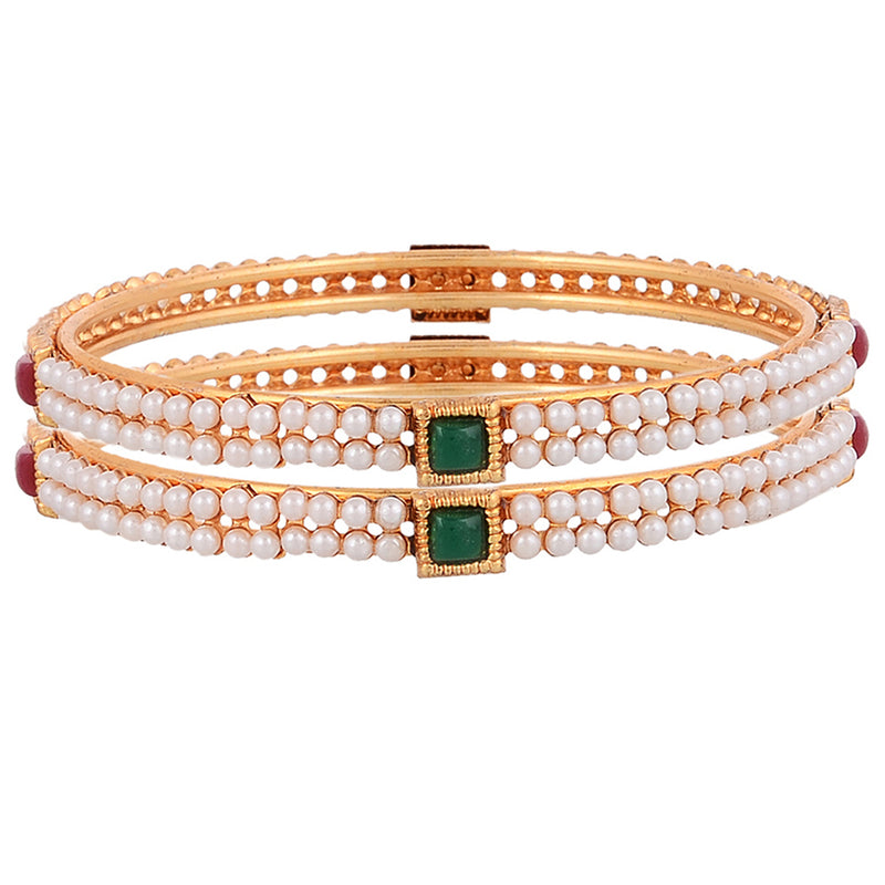 Gold Plated Pearl Designer Bangles Jewellery for Women & Girls