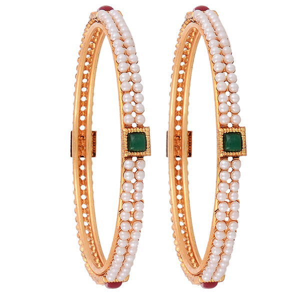 Gold Plated Pearl Designer Bangles Jewellery for Women & Girls