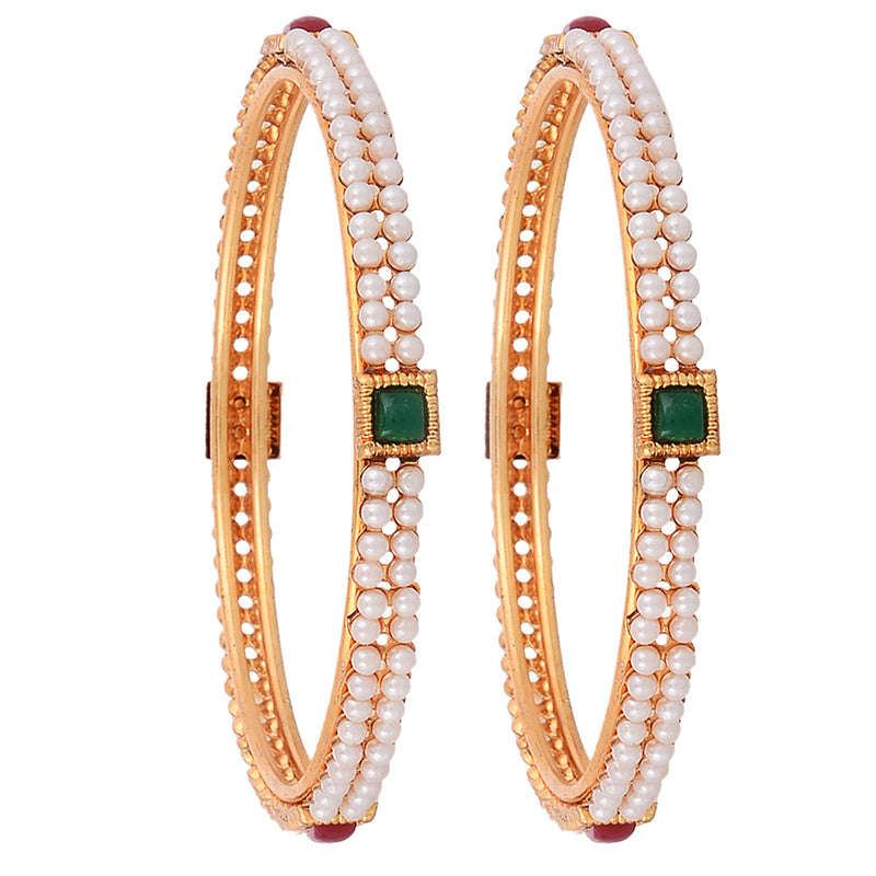 Gold Plated Pearl Designer Bangles Jewellery for Women & Girls