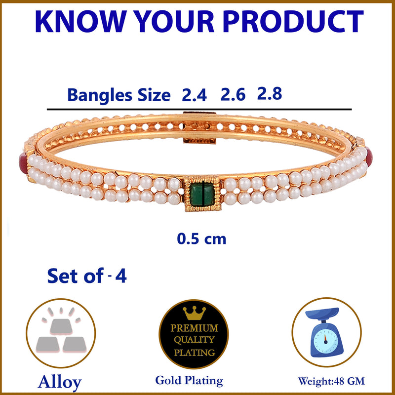 Gold Plated Pearl Designer Bangles Jewellery for Women & Girls