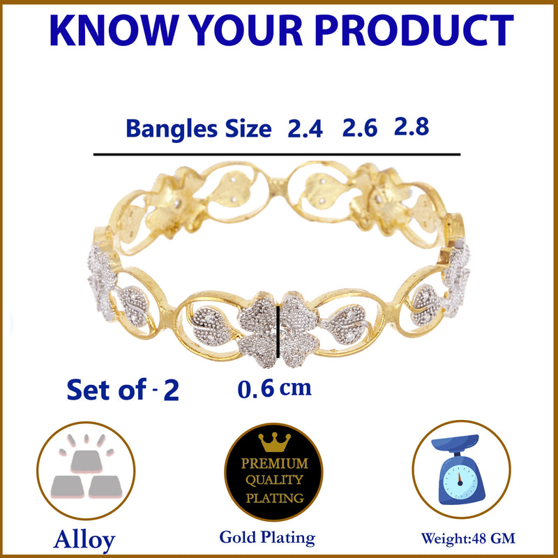Floral Shape  American Diamond Gold Plated Bangles Jewellery