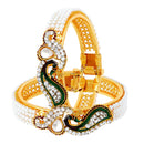 Dancing Peacock American Diamond Gold Plated Bracelet/Kada