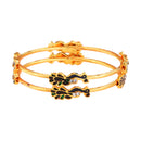 Zeneme Designer Peacock Design Gold Plated Jewellery Bangles for Women and Girls Set of 2