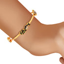 Zeneme Designer Peacock Design Gold Plated Jewellery Bangles for Women and Girls Set of 2