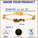 Zeneme Designer Peacock Design Gold Plated Jewellery Bangles for Women and Girls Set of 2