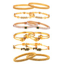 Set Of 12 Gold-Plated Classic Textured Multi Design Handcrafted Bangles