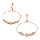Rose Gold Plated Round & Square Shape AD Contemporary Bracelet Combo Set