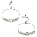 Rhodium Plated Heart & Star Shape AD Contemporary Bracelet Combo Set