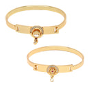 Gold Plated Minimal Design Drop CZ Studded Cuff Bracelet Set Of 2