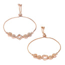 Set of 2 Rose Gold Plated Brass Adjustable Contemporary Bracelet Pull-Chain for Women