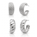 Rhodium Plated Trendy Design Contemporary Combo Set of 2 Earrings
