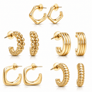 Gold Plated Classic Contemporary Combo Set of 5 Earrings
