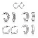 Rhodium Plated Stylish Contemporary Combo Set of 5 Earrings