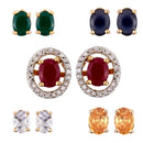 Set of 5 Gold-Plated Oval Studs Earrings