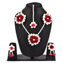 Floret Gota Patti Necklace, Earrings, Bracelet & Maang Tika (Mehandi/Haldi)