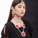 Floret Gota Patti Necklace, Earrings, Bracelet & Maang Tika (Mehandi/Haldi)