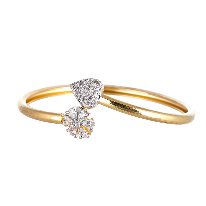 Flower Shaped Heart Drop Gold-Plated American Diamond-Studded Jewellery Set Combo